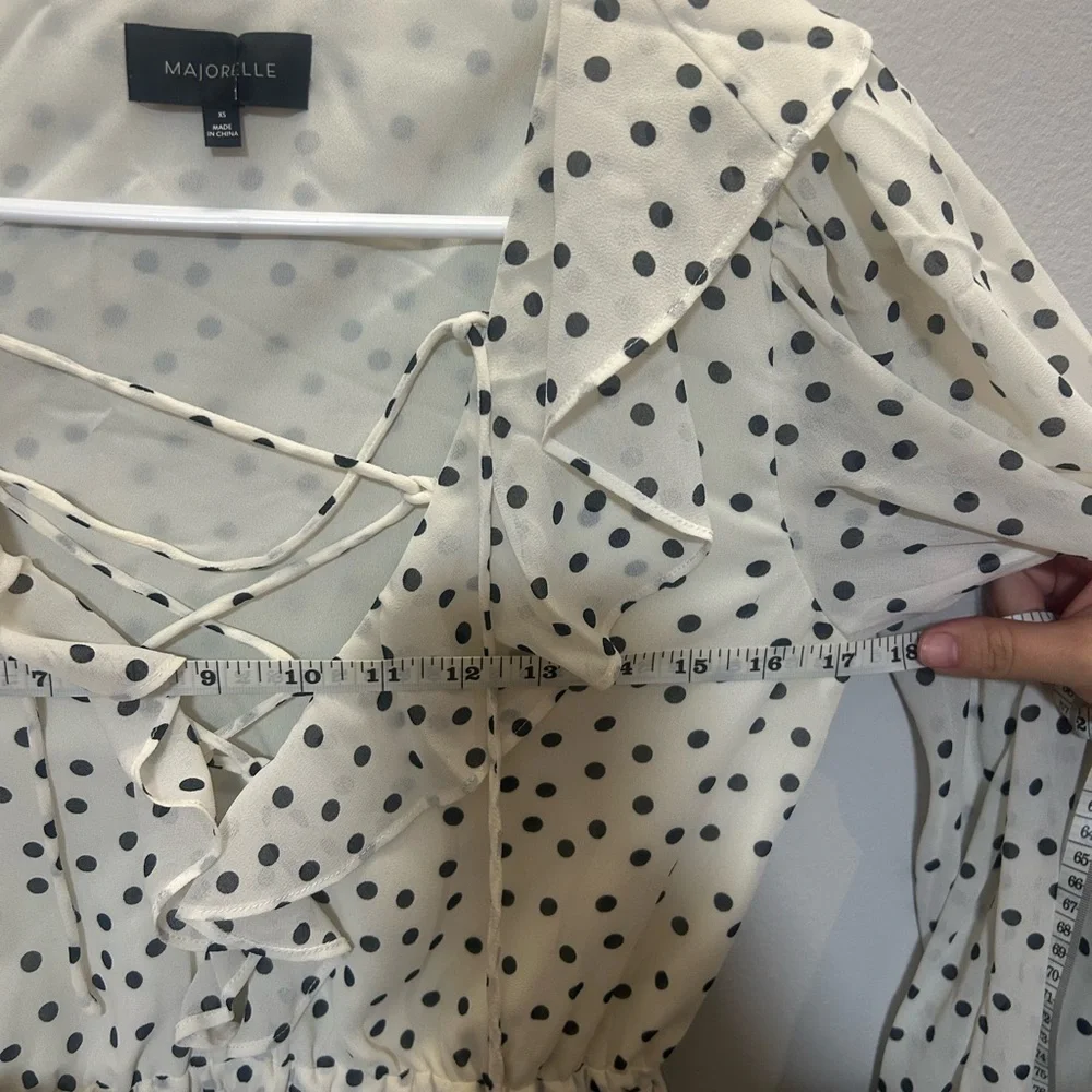 MAJORELLE cream and Black Polka Dot Mini Dress 0205 B-1 - Picture 12 of 15